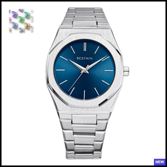 Silver Stainless Steel Analog Quartz Watch Minimalist Casual Waterproof Mens